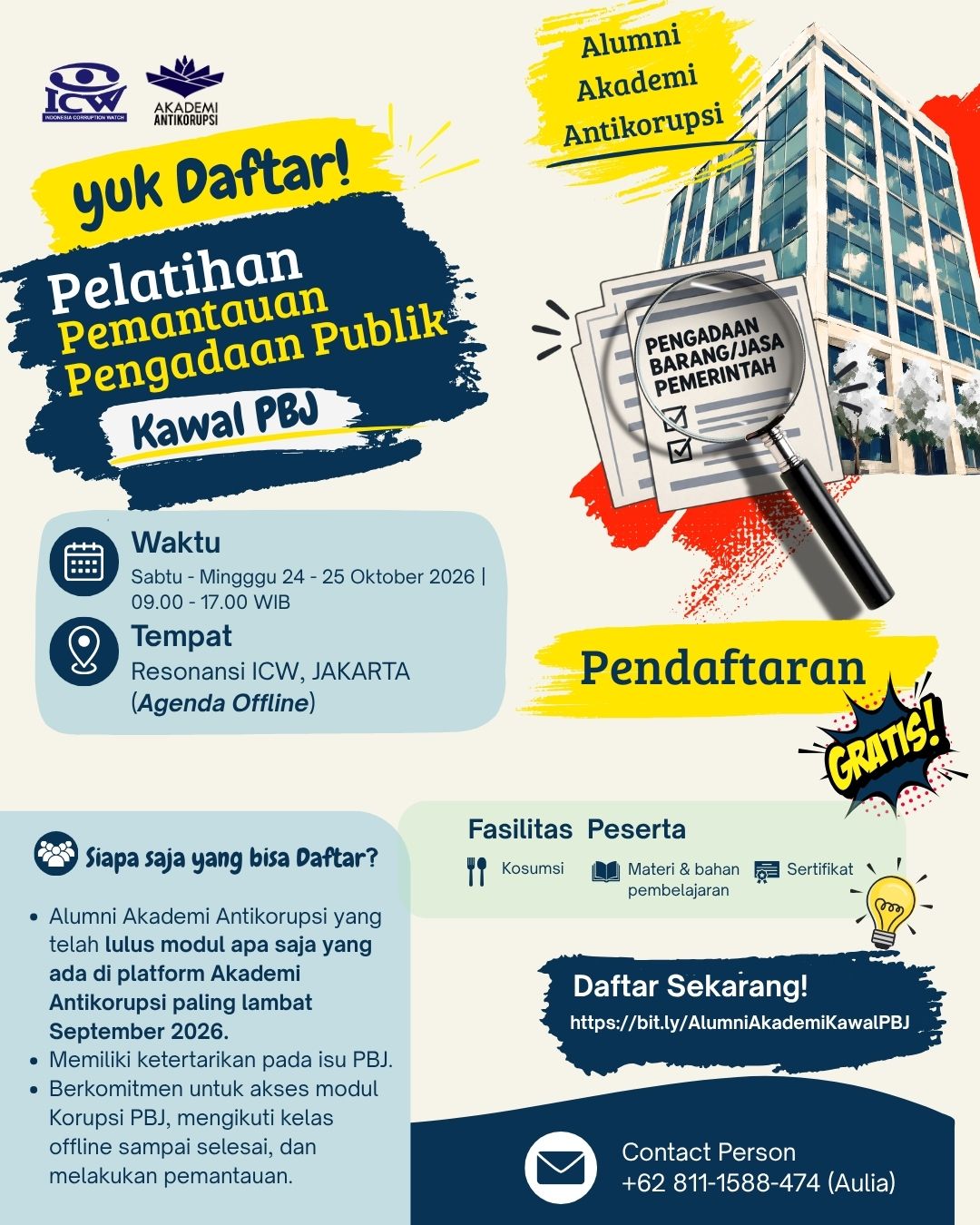 Pengumuman Pelatihan Pemantauan Pengadaan Publik Kawal PBJ